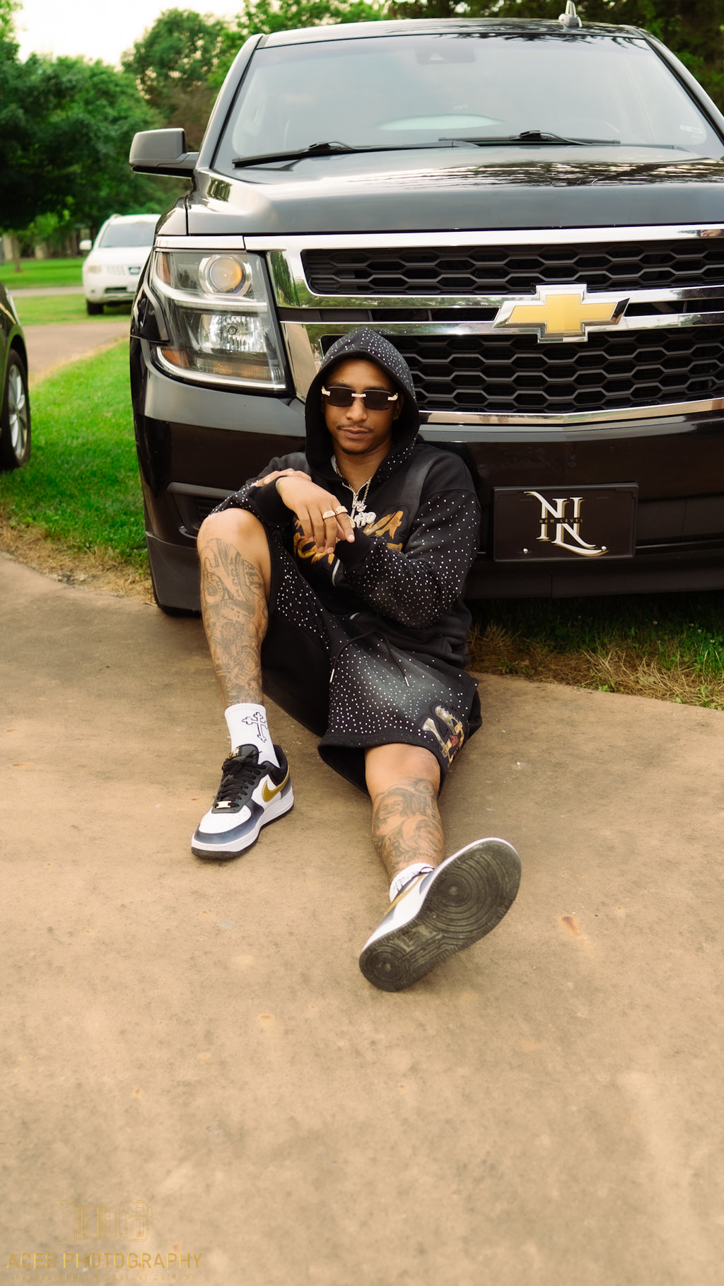 4EvaMoney French Terry Cloth Rhinestone Shorts ONLY