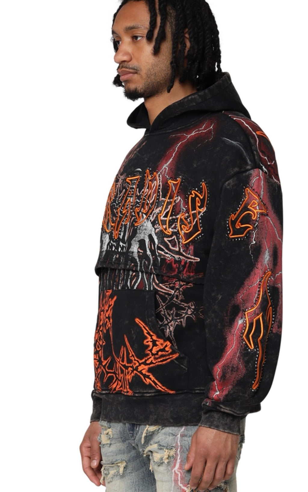 Smoke rise rhinestone hoodie
