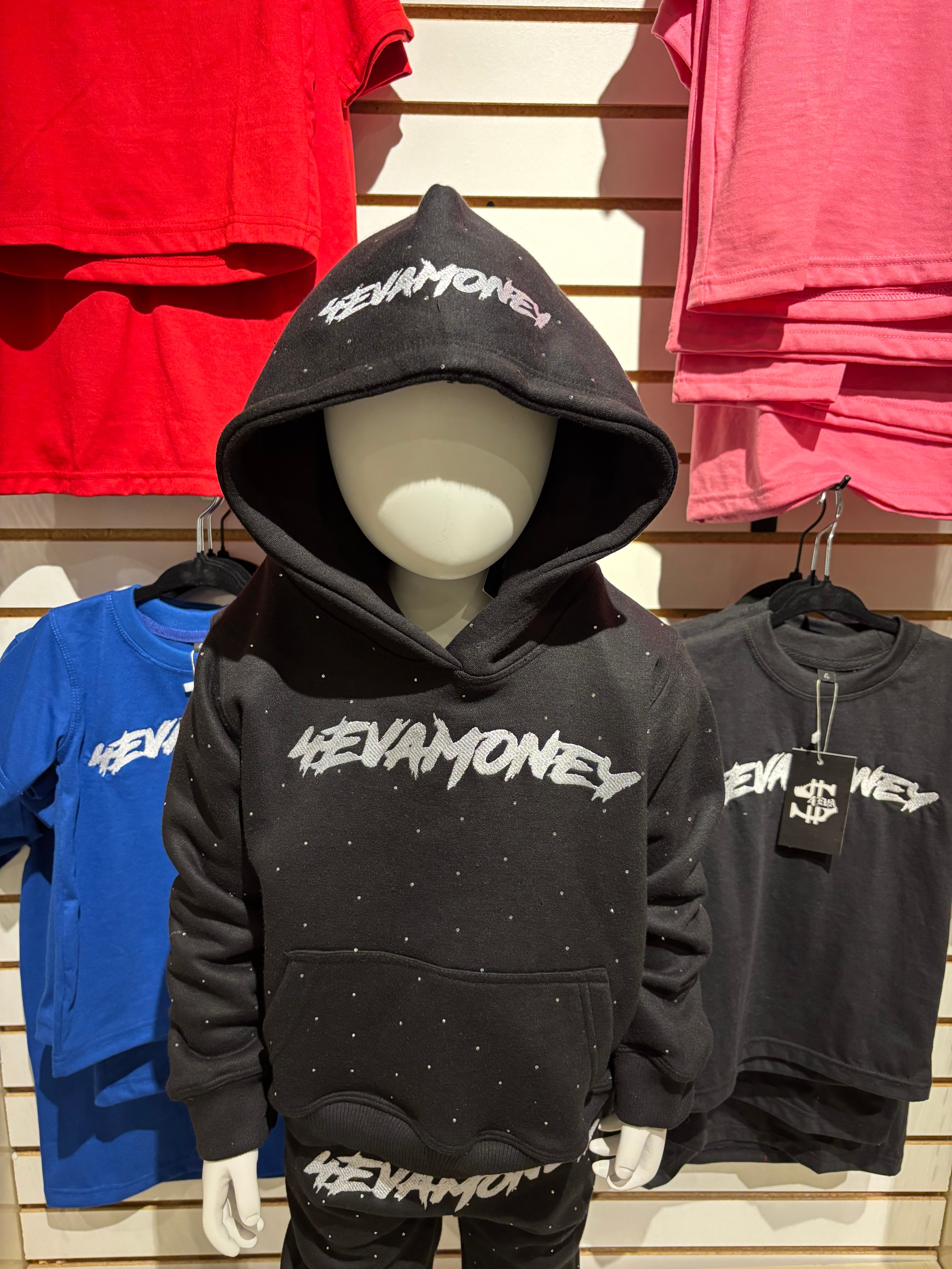 4EvaMoney Rhinestone Black Kids Set