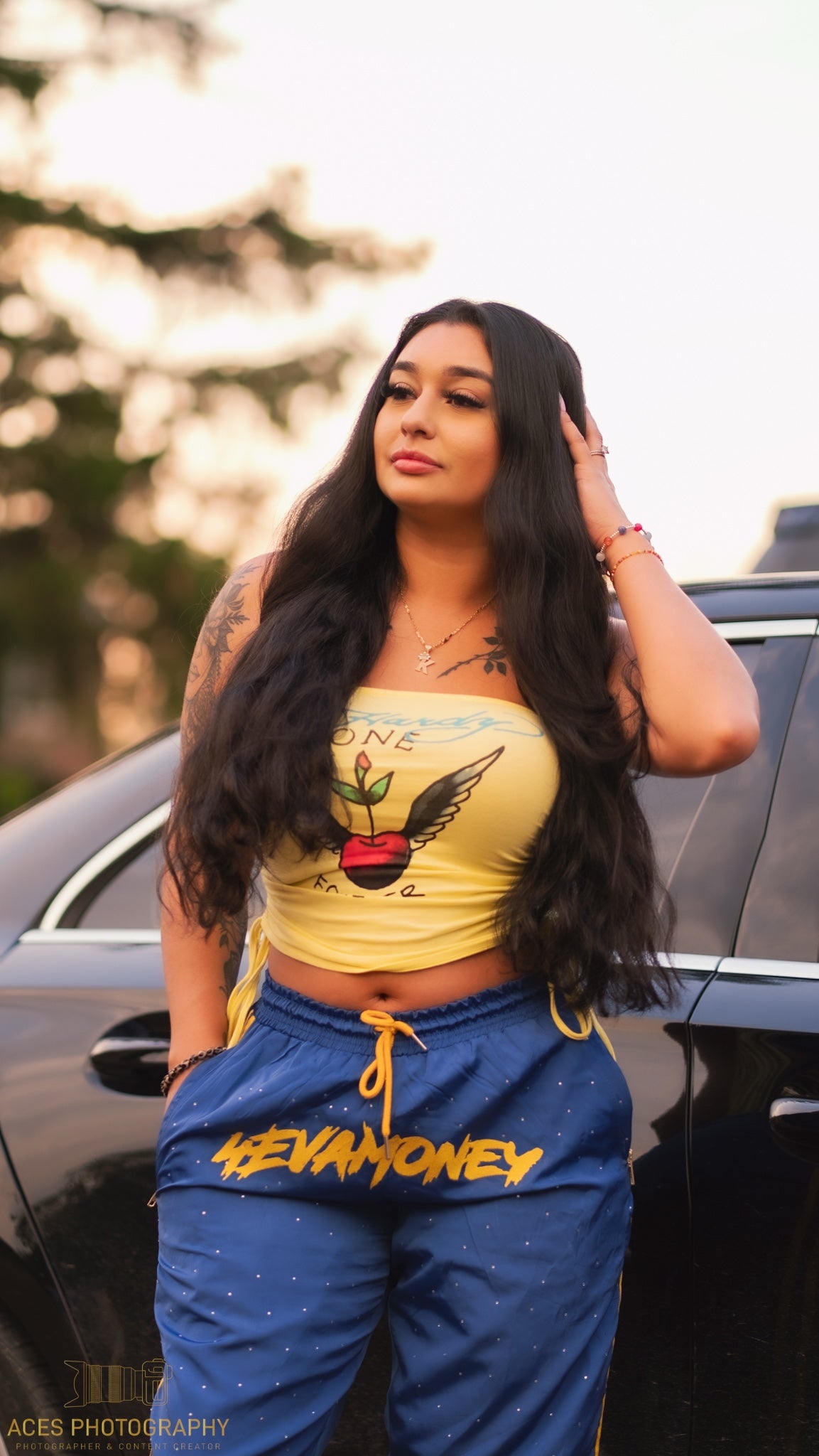 4EvaMoney Royal Blue Rhinestone Windbreaker Hoodie + Pants