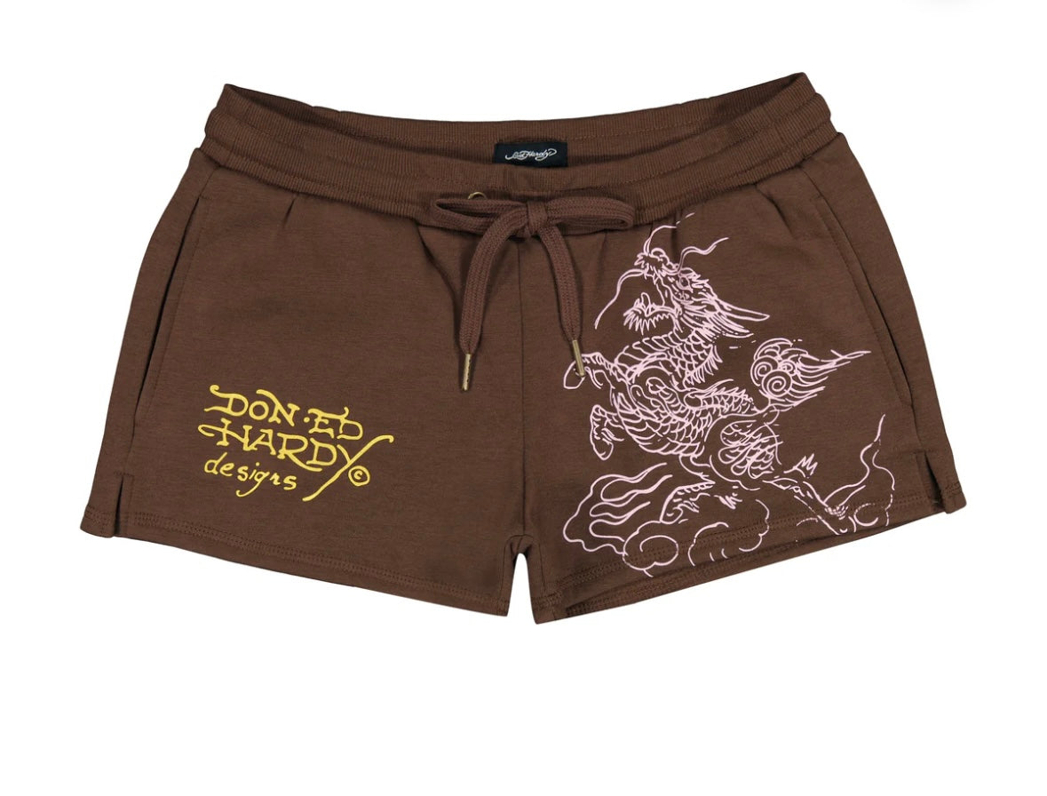 Brown Ed Hardy Fleece Shorts