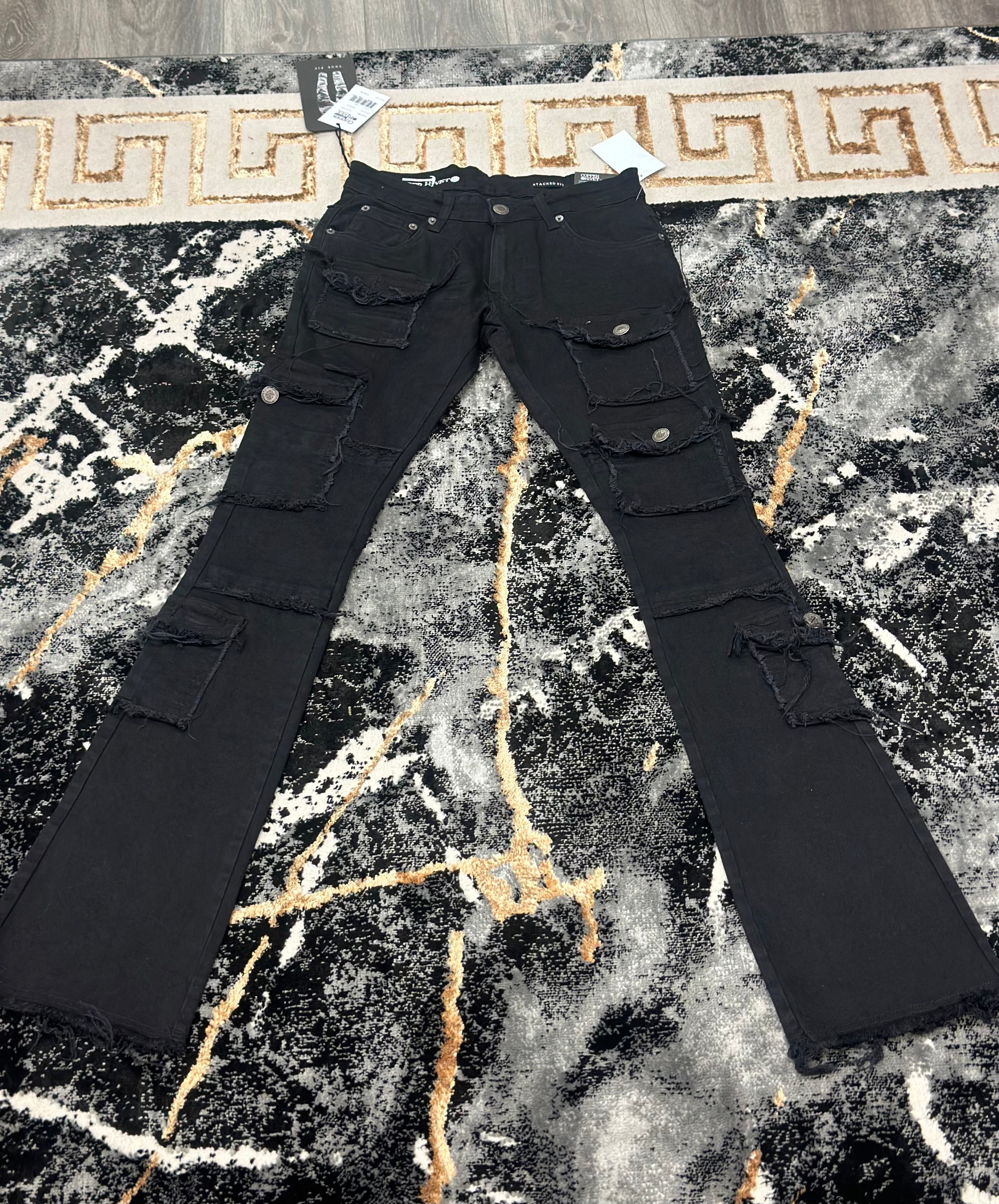 Black Men’s Stacked Jeans