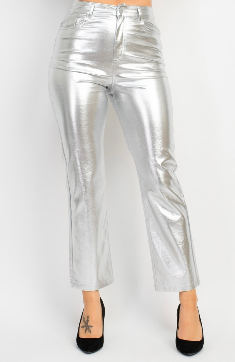 Metallic Silver Pants