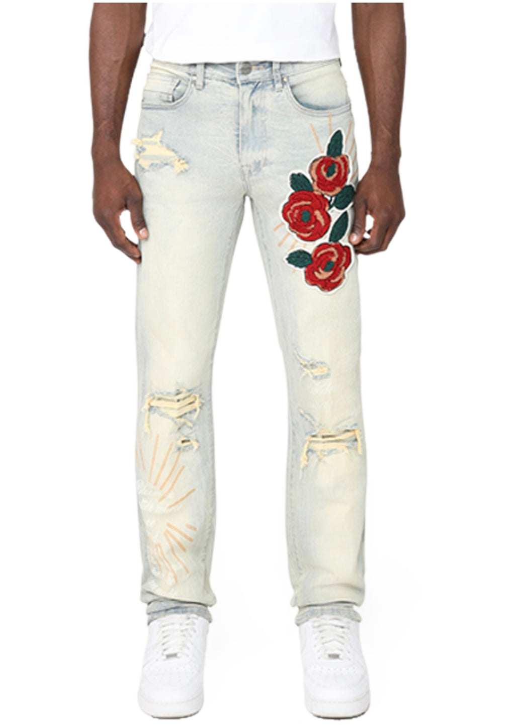 Smoke Rise Rose Embroidered Pants