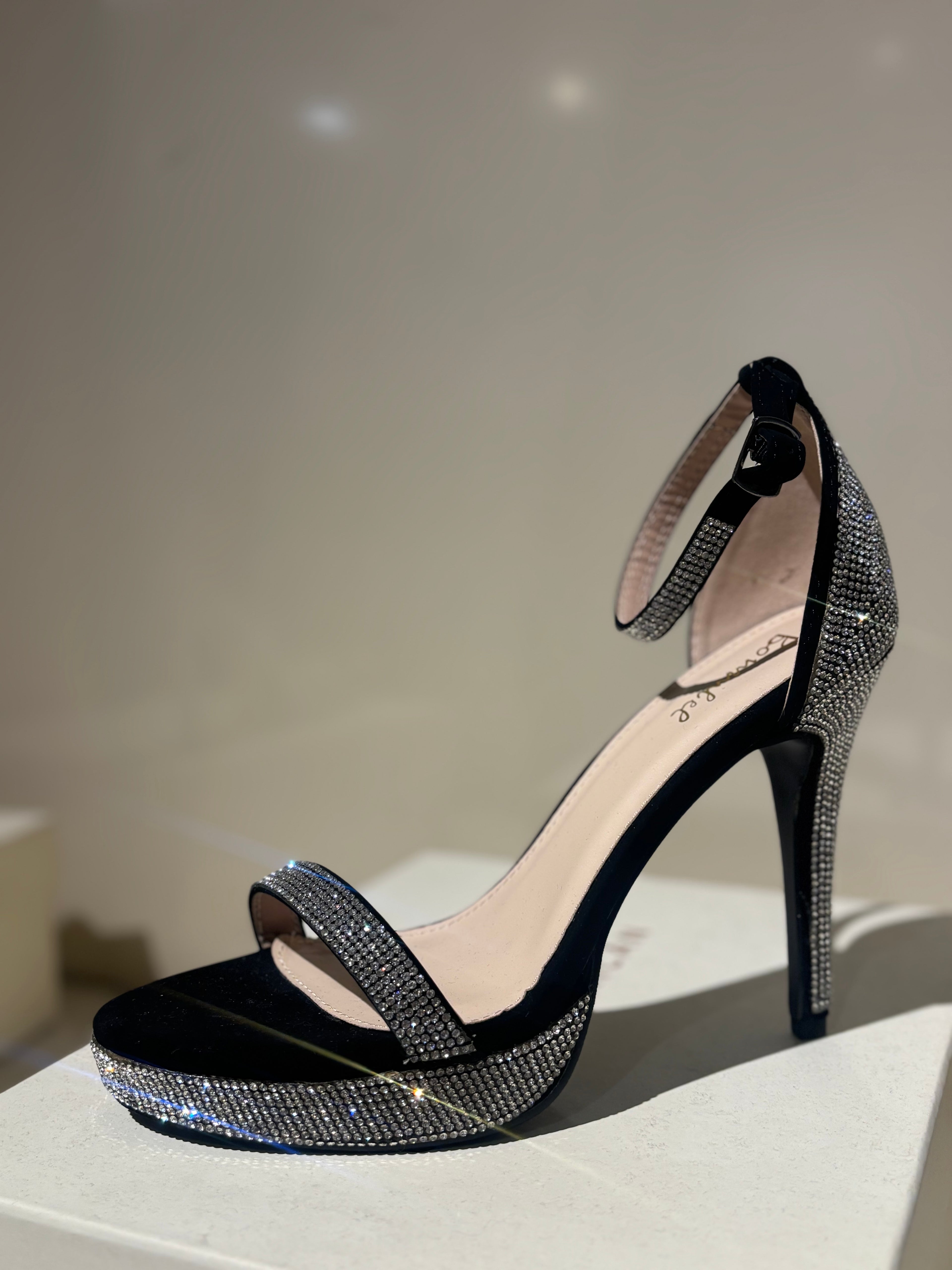 Rhinestone Silver and Black Pumps