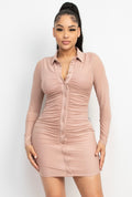Collar Front Bottomed Mini Dress