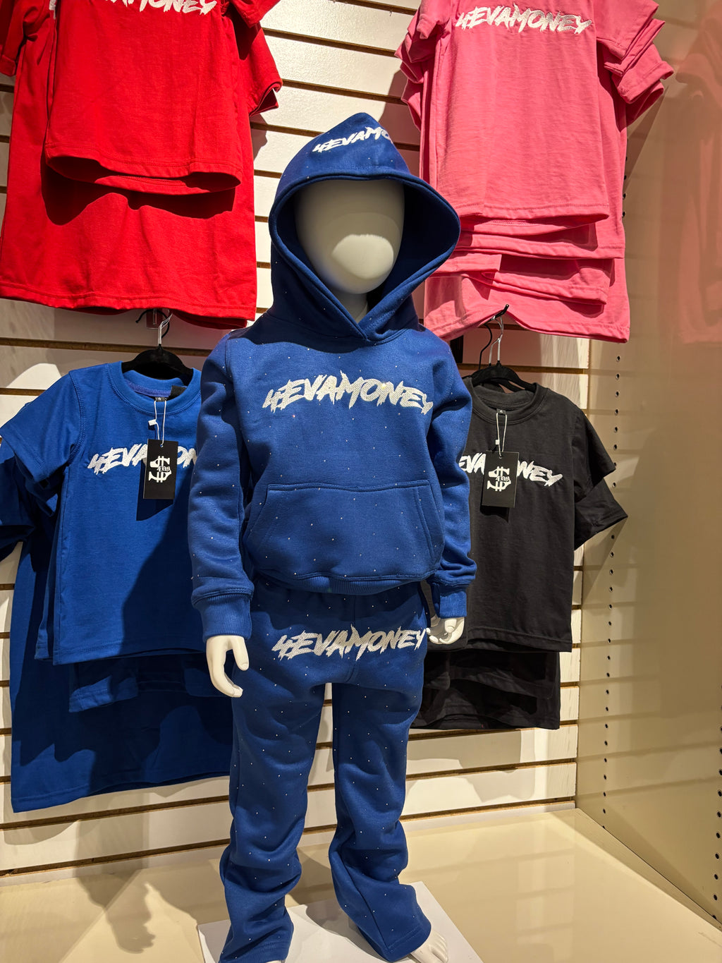 4EvaMoney Rhinestone Blue Kids Set