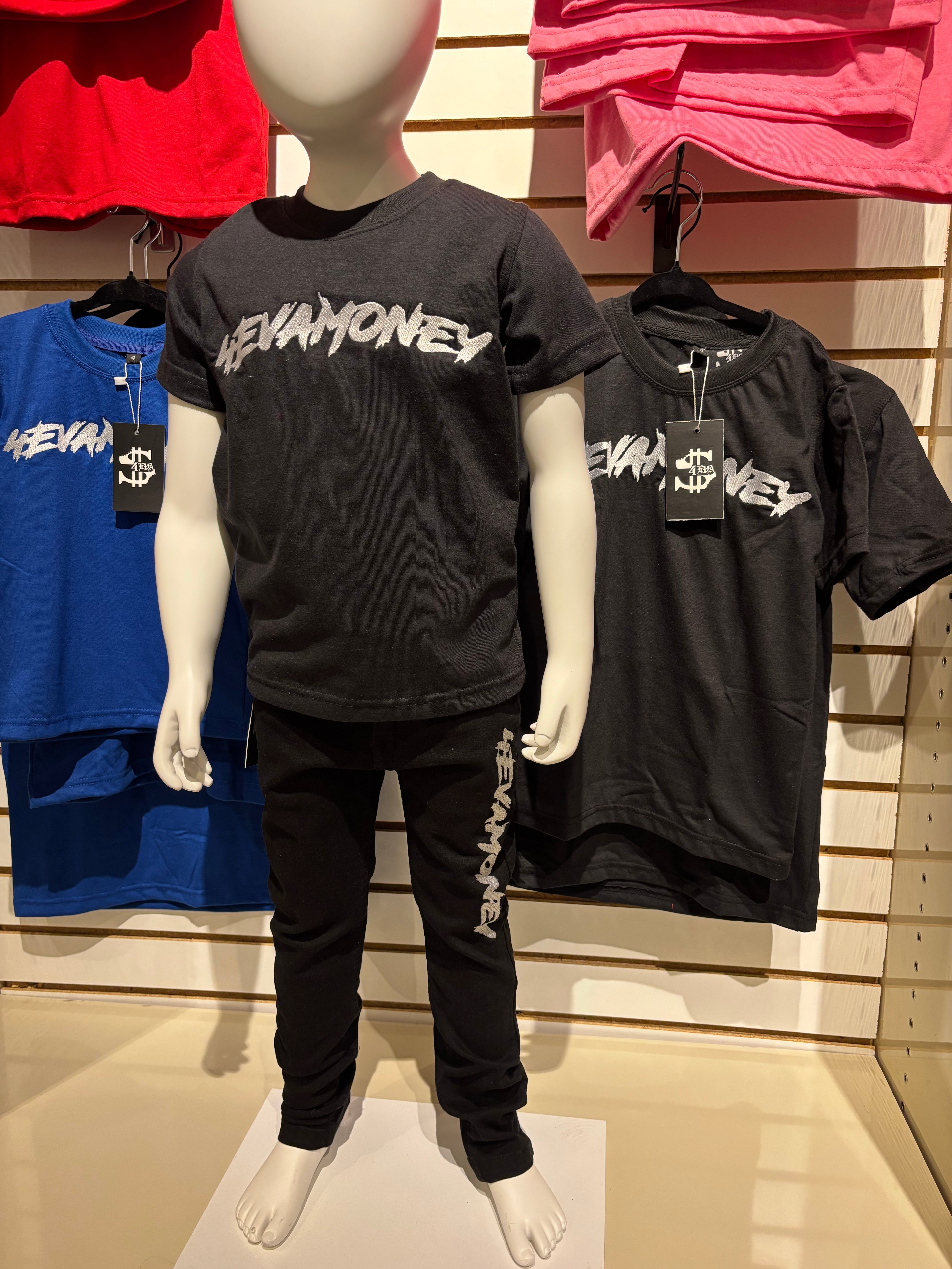 4EvaMoney Black Kids T-Shirt