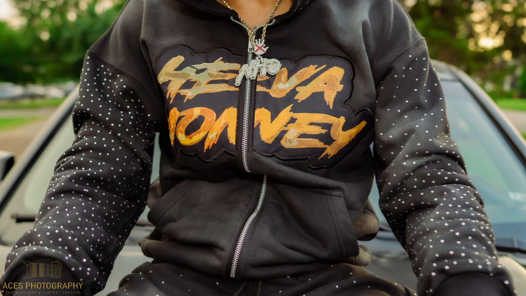 4EvaMoney French Terry Cloth Rhinestone Shorts ONLY