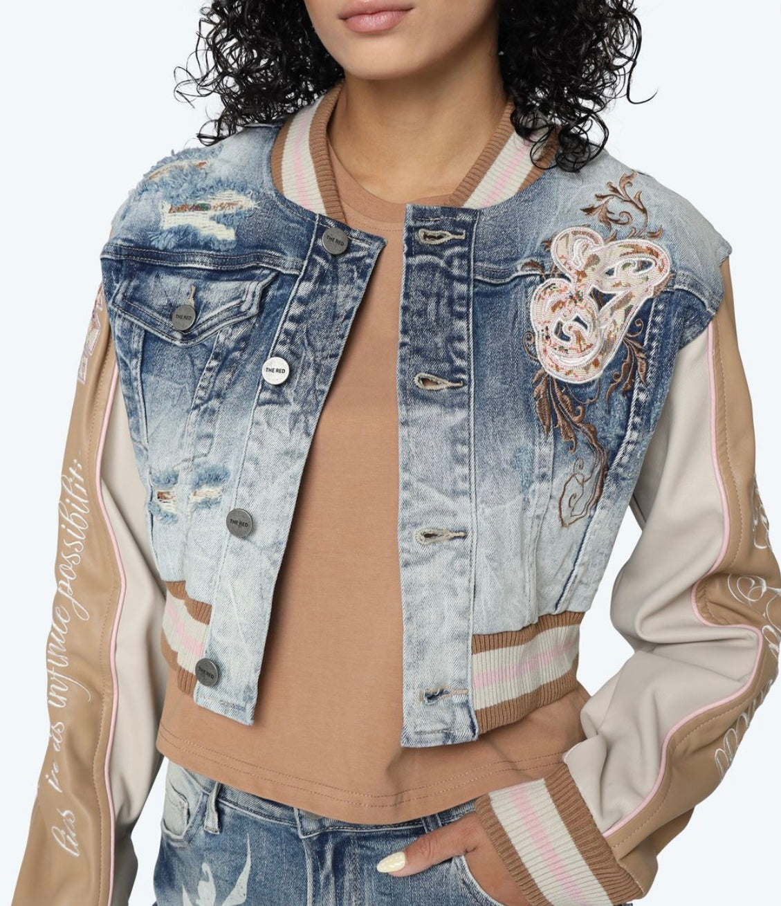 Varsity Leather Sleeves Coat