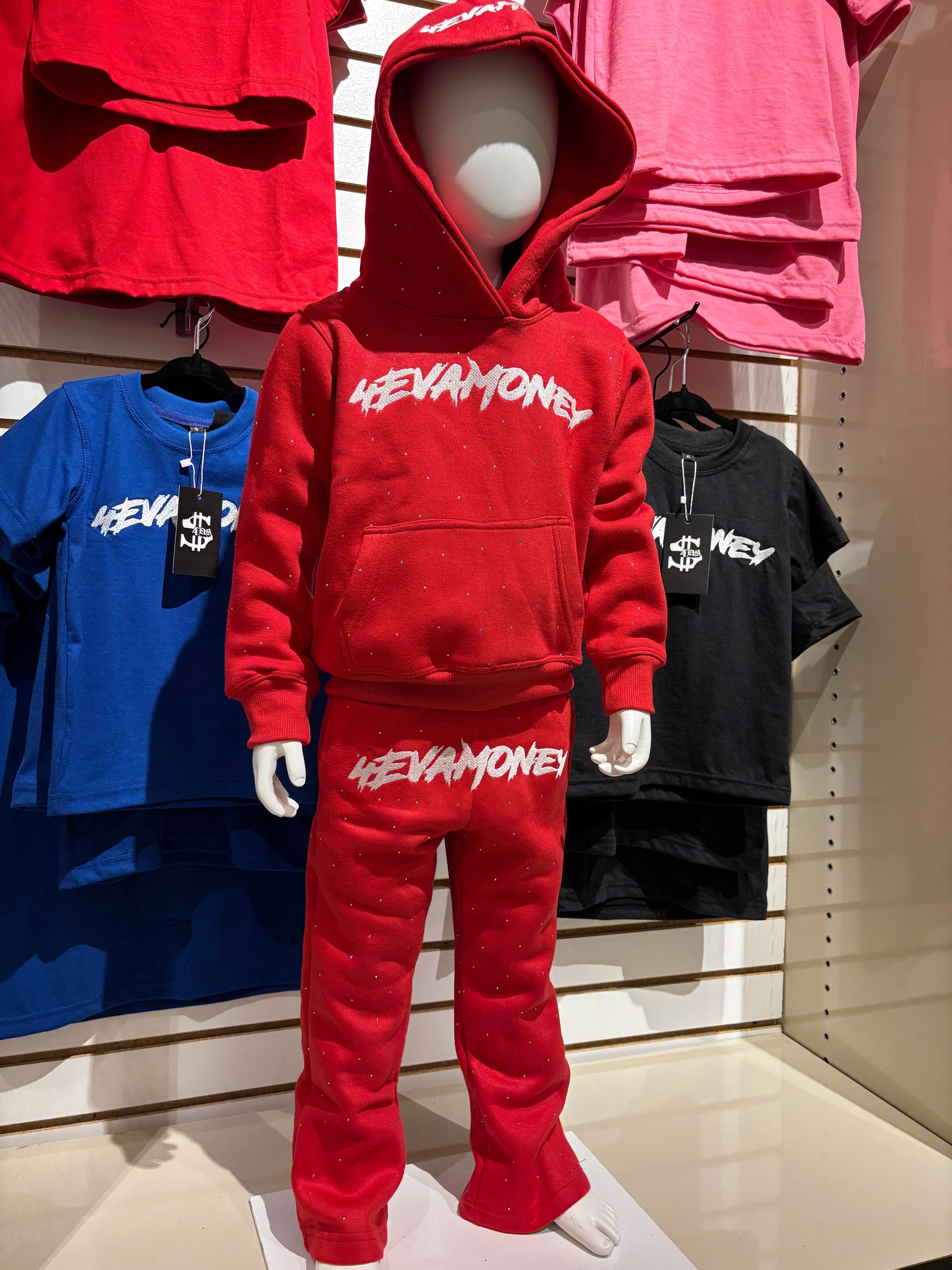 4EvaMoney Rhinestone Red Kids Set