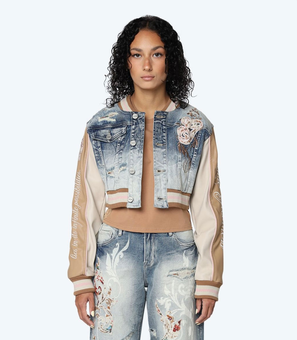 Varsity Leather Sleeves Coat