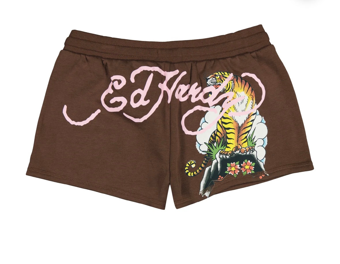 Brown Ed Hardy Fleece Shorts