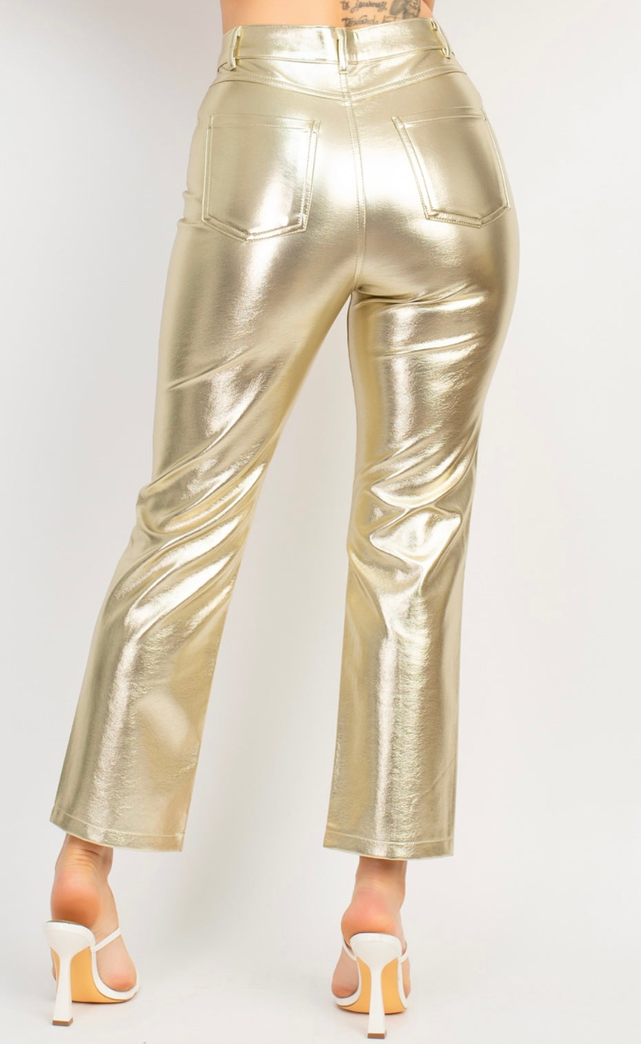 Metallic Gold Leather Pants