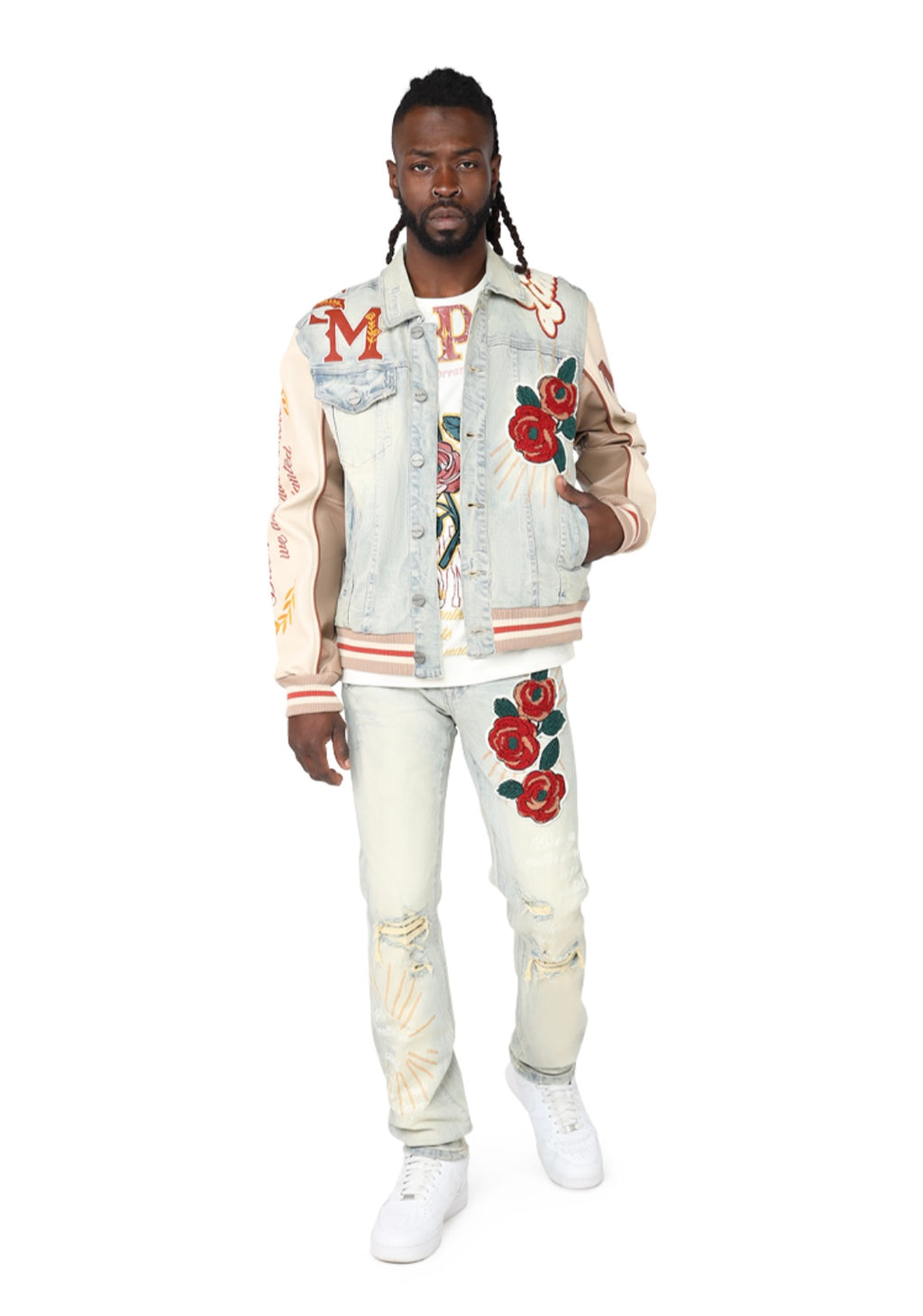 Smoke Rise Rose Embroidered Pants