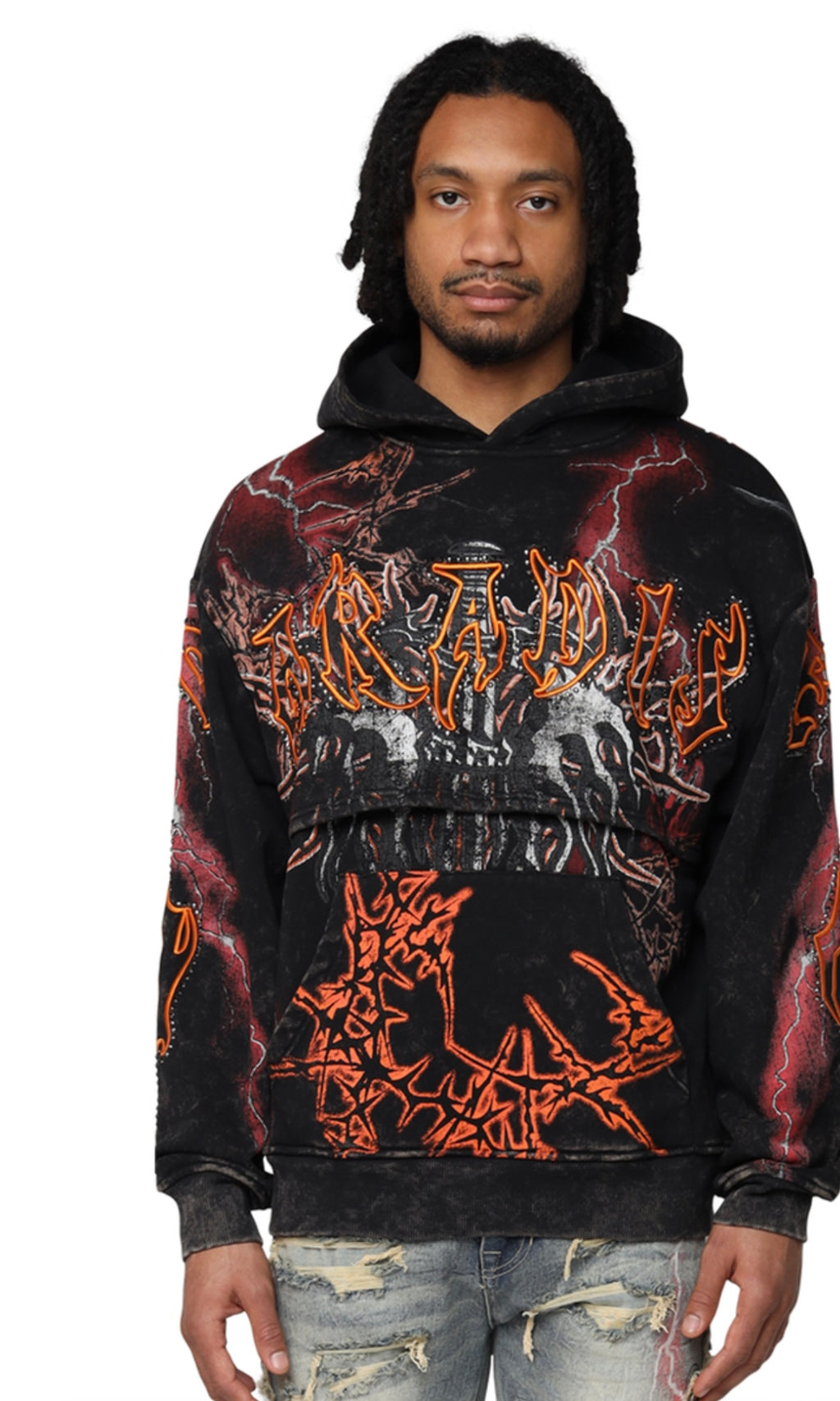 Smoke rise rhinestone hoodie