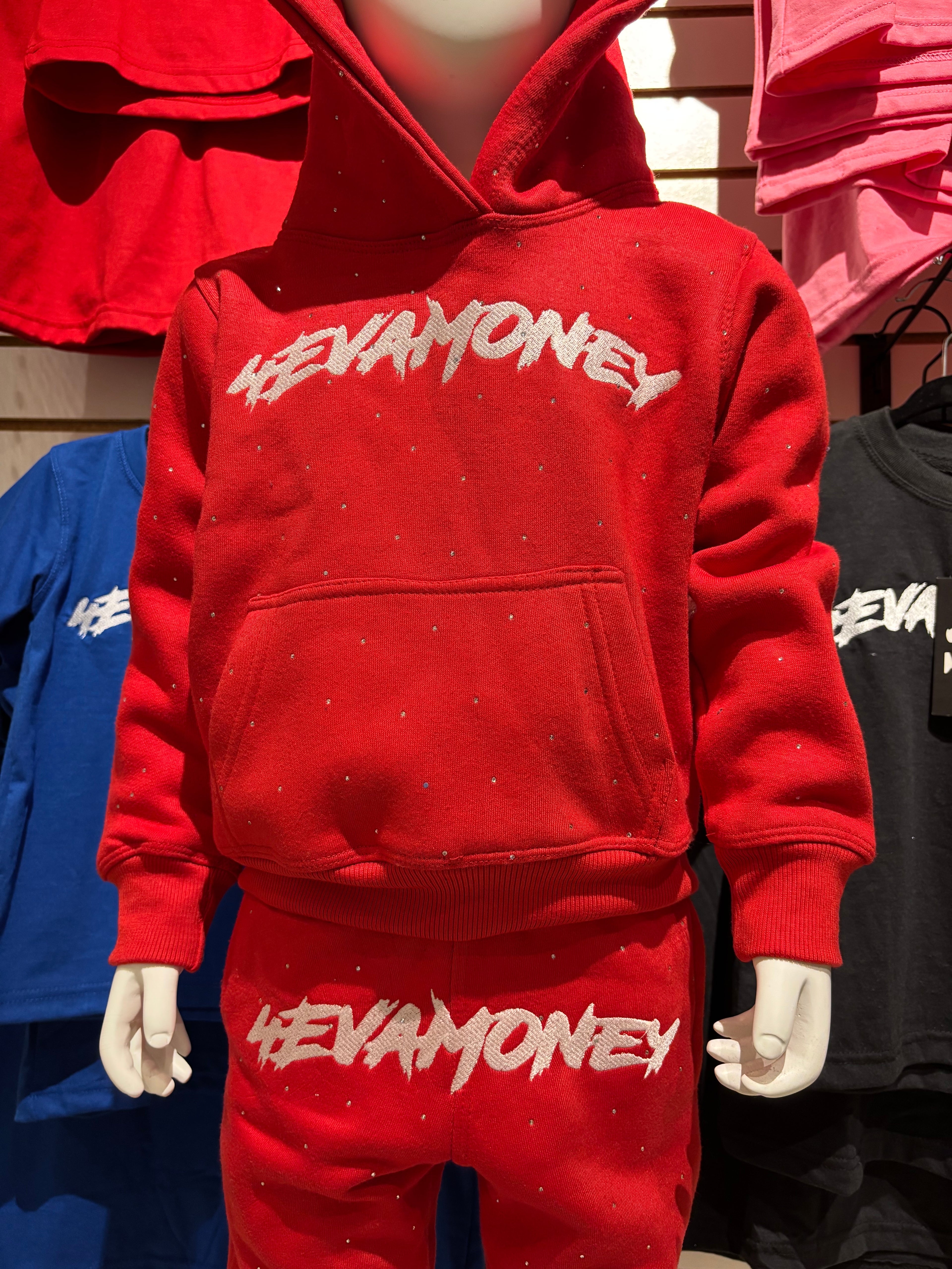 4EvaMoney Rhinestone Red Kids Set