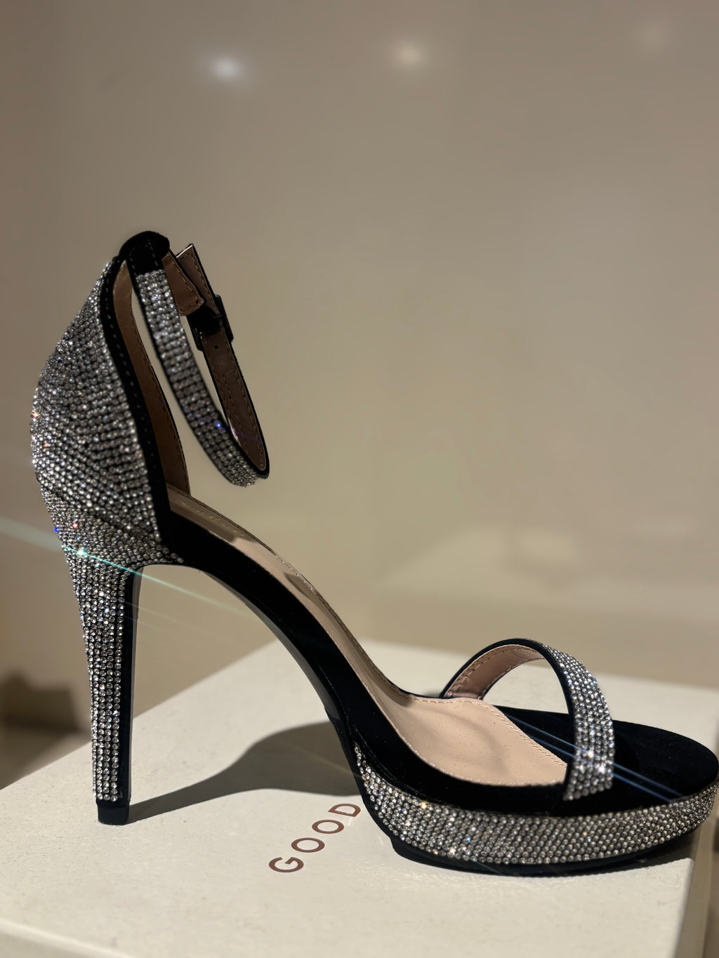 Rhinestone Silver and Black Pumps