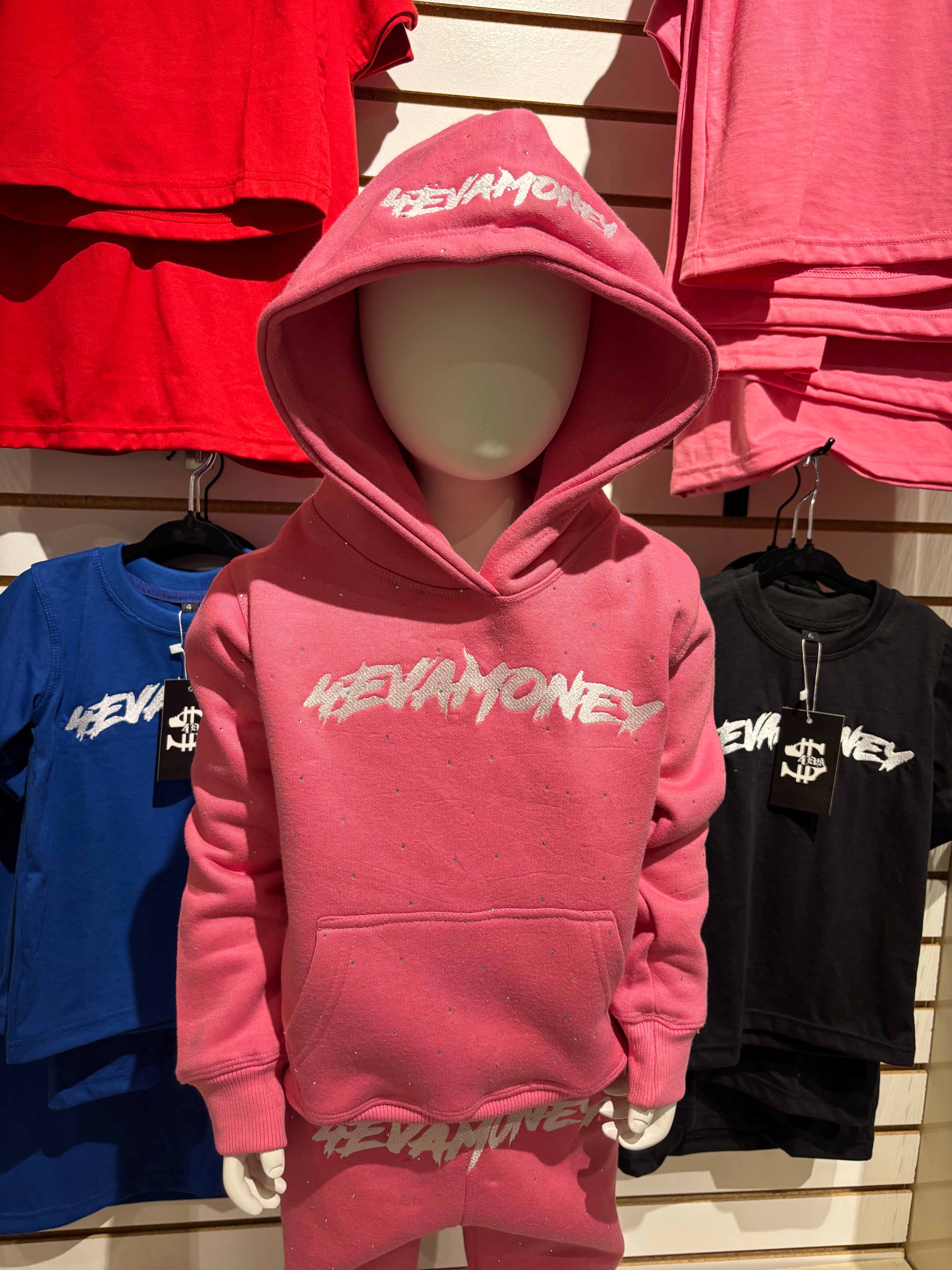 4EvaMoney Rhinestone Pink Kids Set